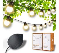 GuirLED - Guirlande lumineuse Solaire & Étanche IP55 Guinguette Premium - 32 LED 15 mètres - 100% Autonome - Feuille photovoltaïque XL - Batterie lithium 4000 mAh - White Edition