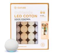 GuirLED - Guirlande lumineuse wifi boules coton LED USB - Commande Vocale - Maison connectée - Amazon Alexa & Google Assistant - Adaptateur secteur 2xUSB inclus - 24 boules 2.4 - Coton