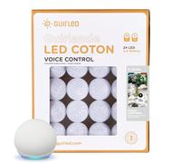 GuirLED - Guirlande lumineuse wifi boules coton LED USB - Commande Vocale - Maison connectée - Amazon Alexa & Google Assistant - Adaptateur secteur 2xUSB inclus - 24 boules 2.4 - Flocon