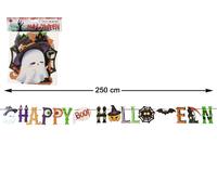 Guirnalda Happy Halloween 250 cm avec Fantôme et Citrouille - Guirlande Décorative pour Fête avec Figures de Fantômes et Citrouilles