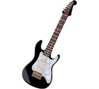Guitare miniature 14 cm - Design électrique classique en bois pour sculpture - Authentique pour mini modèle avec base et boîte - Pour les amateurs de guitare, décoration de bureau - Noir