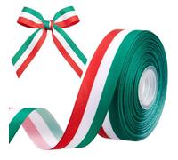 Gulfmew Ruban Tricolore Vert Blanc Rouge Ruban Drapeau Italien pour Emballage Cadeau Bricolage DIY Supercoupe CDM Médaille Décoration Mariage Fête Nationale (Italie, 2,5 cm x 22,8 m, Gros Grain)