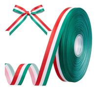 Gulfmew Ruban Tricolore Vert Blanc Rouge Ruban Drapeau Italien pour Emballage Cadeau Bricolage DIY Supercoupe CDM Médaille Décoration Mariage Fête Nationale (Italie, 1,5 cm x 41 m, Satin)