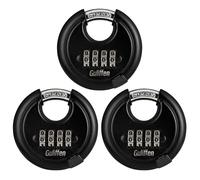 Guliffen Lot de 3 cadenas robustes à combinaison pour l’extérieur, cadenas à disque résistants aux intempéries pour abris de jardin, portails et clôtures (manille de 9,5 mm)