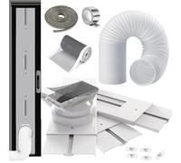 Gulrear Joint kit fenetre pour climatiseur mobile 240cm-6 Panneaux Coul.Réglables, Raccord Universel13/15cm + Tuyau Φ15cm, Iso. & Évac., filtre écran, Porte/Fen Coul., Inst. Sans Outil