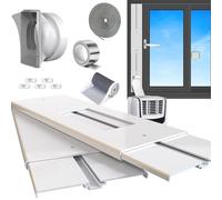 Gulrear Kit Calfeutrage Climatiseur Portable 160cm-4 Panneaux Réglables,Raccord Universel13/15cm, filtre écran, Iso. Thermo/Acoustique, Évac. Chaud, Démontable, Porte/Fenêtre Coul