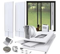 Gulrear Kit Calfeutrage Fenêtre Climatisation réglable 260cm + Raccord Universel adaptateur 13/15cm,calfeutrage porte fenêtre climatiseur filtre écran, Iso. Thermo/Acoustique, Évac. Chaud, Démontable