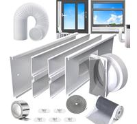 Gulrear Kit de fenêtre de climatisation portable pour fenêtre verticale - Pièces de joint de fenêtre de climatiseur portable - Longueur réglable de 63,5 cm à 157,5 cm - Kit de ventilation de fenêtre