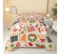 GULUZAI Couette 90x190 Couleur Café - Hiver Enfant Imprimée en Microfibre Doux Touch Chaude, Réversible 1 Personne Avec 2 Taies d'Oreiller 65x65 cm, Père Noël