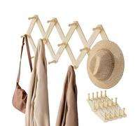 Gumcoly Patère Murale de 14 Crochets rétractables, Porte Manteau Mural rétractable pour Suspendre Manteaux écharpes, Sacs à Main et Autres, Naturel, Pin couleur