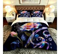 Gumntun 3 Pièces Couette 220 x 240 cm Fleurs et Papillons, Versátil Parure de Lit 4 Saisons + 2 Taies d'oreiller 65x65 cm, Estilo Moderno Réversible Couette Sin Housse Para 2 Personnes_B19583