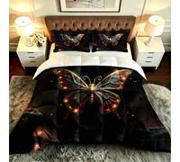 Gumntun 3 Pièces Couette 220 x 240 cm Papillons Colorés et Flammes, Versátil Parure de Lit 4 Saisons + 2 Taies D'oreiller 65x65 cm, Estilo Moderno Réversible Couette Sin Housse para 2 Personnes_B19829