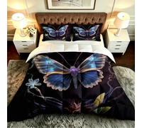 Gumntun 3 Pièces Couette 220 x 240 cm Papillons Colorés et Flammes, Versátil Parure de Lit 4 Saisons + 2 Taies D'oreiller 65x65 cm, Estilo Moderno Réversible Couette Sin Housse para 2 Personnes_B19817