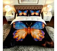 Gumntun 3 Pièces Couette 220 x 240 cm Papillons Colorés et Flammes, Versátil Parure de Lit 4 Saisons + 2 Taies D'oreiller 65x65 cm, Estilo Moderno Réversible Couette Sin Housse para 2 Personnes_B19811