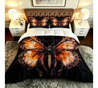 Gumntun 3 Pièces Couette 220 x 240 cm Papillons Colorés et Flammes, Versátil Parure de Lit 4 Saisons + 2 Taies D'oreiller 65x65 cm, Estilo Moderno Réversible Couette Sin Housse para 2 Personnes_B19805