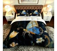 Gumntun 3 Pièces Couette 220 x 240 cm Papillons Colorés, Versátil Parure de Lit 4 Saisons + 2 Taies d'oreiller 65x65 cm, Estilo Moderno Réversible Couette Sin Housse Para 2 Personnes_B20063