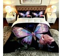 Gumntun 3 Pièces Couette 220 x 240 cm Papillons Colorés, Versátil Parure de Lit 4 Saisons + 2 Taies d'oreiller 65x65 cm, Estilo Moderno Réversible Couette Sin Housse Para 2 Personnes_B19991