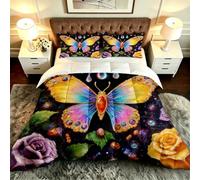 Gumntun 3 Pièces Couette 220 x 240 cm Papillons Colorés, Versátil Parure de Lit 4 Saisons + 2 Taies d'oreiller 65x65 cm, Estilo Moderno Réversible Couette Sin Housse Para 2 Personnes_B20015