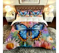 Gumntun 3 Pièces Couette 220 x 240 cm Papillons Colorés, Versátil Parure de Lit 4 Saisons + 2 Taies d'oreiller 65x65 cm, Estilo Moderno Réversible Couette Sin Housse Para 2 Personnes_B19955