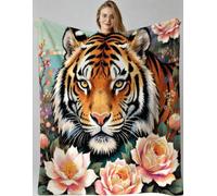 Gumntun Couverture Polaire 220x240 Adulte Tigre Animalier, Plaid Polaire Douillette avec Motif, Couverture de canapé climatisée pour Adultes Rester Chaud en Hiver_B20987