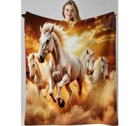 Gumntun Plaid Polaire 180x220 Cheval Animalier Adulte, Impression Couverture en Polaire Microfibre, Confortable et Rrespirante Couverture de Lit pour Adultes et Enfants Rester Chaud en Hiver_B21334