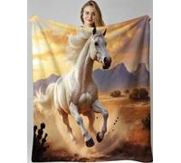 Gumntun Plaid Polaire 180x220 Cheval Animalier Adulte, Impression Couverture en Polaire Microfibre, Confortable et Rrespirante Couverture de Lit pour Adultes et Enfants Rester Chaud en Hiver_B21418