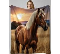 Gumntun Plaid Polaire 180x220 Cheval Animalier en 3D, Impression Couverture en Polaire Microfibre, Confortable et Rrespirante Couverture de Lit pour Adultes et Enfants Rester Chaud en Hiver_B21238