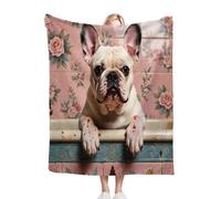Gumntun Plaid Polaire 200x220 Bouledogue FrançAis Noir Adulte, Impression Couverture en Polaire Microfibre, Rrespirante Couverture de Lit pour Adultes et Enfants Rester Chaud en Hiver_B7774