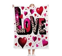 Gumntun Plaid Polaire 200x220 Imprimé LéOpard De La Saint-Valentin, Couverture en Polaire Microfibre, Confortable et Rrespirante Couverture de Lit pour Adultes et Enfants Rester Chaud en Hiver_B4762
