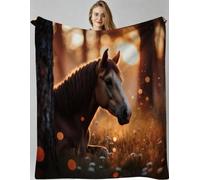 Gumntun Plaid Polaire 240x260 Adulte Cheval Animalier Adulte, Plaid Couverture Polaire en Microfibre, Jeté de Canapé pour Adultes et Enfants Rester Chaud en Hiver_B21396