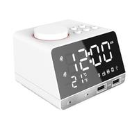 Gundhgstrr Horloge de Table Décorative à LED, Réveil Numérique, Haut-Parleur avec 2 Ports USB, Bluetooth 4.2, Radio, Réveil LED, Prise UE