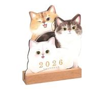 Gungtj Calendrier de bureau 2026 - Design animal de compagnie - Vue d'ensemble hebdomadaire avec cadre en bois pour bureau, cours d'organisation, rendez-vous, salle de classe