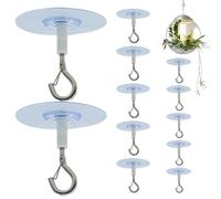 Gungtj Lot de 12 crochets de plafond sans perçage, crochets de plafond sans dommage, crochets à œillets adhésifs pour carillons à vent, lanternes, décoration de plafond