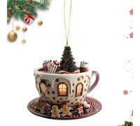 Gungtj Tasses à café - Décoration d'arbre de Noël - Décoration de sapin de Noël - En acrylique 2D - Pour homme et femme - Pour sac à dos, bibliothèque, voiture, intérieur