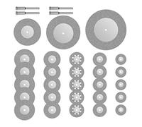 Gunpla 32 Pièces Mini Disques Diamant à Tronçonner Lame de Scie Circulaire Petite de 16/20/22/25/30/40/50/60mm Outil Rotatif de Rectification Dremel pour Pierres Précieuses Verre + 4pcs Mandrins Tiges