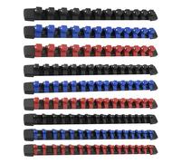 Gunpla Ensemble d'Organisateurs de Douilles 9 pièces, Support de Douille Métrique SAE pour Rangement Outils, Rail 1/4", 3/8", 1/2", Roulements à Billes Ressort Sécurisé, Rétention de Douille Portable