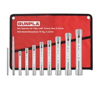 Gunpla Jeu de 10 Clés a Douille Tubulaires avec 2 Barres Tommy, Kit Clé Professionnelles Monobloc Multi-Tailles Métriques 6x7mm - 20x22mm Clés a Double Extrémité Robustes Outils de Plombier Robinets