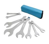 Gunpla Jeu de 8 Clés Plates a Double Extrémité Ouverte Super Fines en Acier au Carbone, Clés Métriques Ultra Fine Polie Miroir Outils de 5,5-27mm, Pochette de Rangement Bleue avec Tailles Imprimées