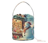 GuoChe Bonhomme de neige et Père Noël au Merry Christmas Store Sac de rangement pour crochet Sac de rangement portable pour kit de tricot Organisateurs de crochet