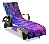 GuoChe Housse de serviette pour chaise de terrasse, plusieurs poches de rangement, pliable et portable pour salle de bain, feu d'artifice, drapeau américain du 4 juillet, fête de l'indépendance