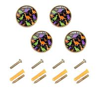 GuoChe Lot de 4 boutons d'armoire ronds pour enfants, t-shirts dinosaures, hommes, tout-petits, garçons, dinosaures drôles et vintage, boutons d'armoire pour tiroirs de commode, 3,2 cm