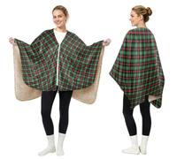 GuoChe Plaid poncho festif Noël vert rouge tartan écossais | Châle chaud et confortable pour femme avec poches - Cadeau idéal pour une maman âgée