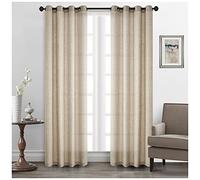 GUOCU Rideau Fin Leger en Faux Lin Rideaux Opaque pour Cuisine Salon Moderne Chambre Semi-Transparent Rideaux Isolant Thermique Anti Froid à Oeillets Brun 106X213cm(1 Panneau)