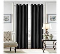 GUOCU Rideaux et Draperies Occultants - Rideau Isolant Thermique Anti Froid et Chaleur Lumineux Bloquer Tissu Solid Panneux Anti Bruit pour Chambre et Salon Noir 106X243cm(1 Panneau)