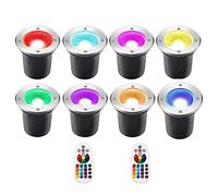 GUODDM 8PCS Lampe Jardin Enterré - RGB 6W Spot Encastrable LED Exterieur, Changement De Couleur COB Lumière Souterraine avec Télécommandes RF 12V 24V Spot Exterieur Encastrable Sol pour Jardin(24V)