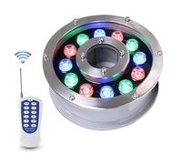 GUODDM Anneau Lumineux LED Submersible pour Fontaine, Étanche IP68, Éclairage Paysager sous-Marin Décoratif, Projecteur sous-Marin RGB 24 V À Changement De Couleur(RGB,12W)