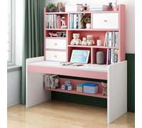GUODDM Bureau D'ordinateur avec 2 Tiroirs De Rangement Et Étagère, Bureau D'étude À Hauteur Réglable, Bureau Compact pour Adolescent Et Postes De Travail pour Fille Et Garçon(Pink,120cm)