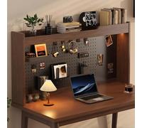GUODDM Étagère De Bureau, avec Panneau Perforé, Structure en Acier Et Étagères en Bois - Organisateur De Bureau Multifonction - pour La Maison, Le Dortoir Ou Le Bureau(115cm/45.2in)