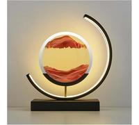 GUODDM Lampe De Chevet « Tableau Mouvant » en Sable, Veilleuse Décorative en Verre Façon Sablier pour Chambre, Lampe De Bureau De Style Chinois, Accessoire De Décoration Intérieure Unique(Red)