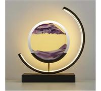 GUODDM Lampe De Chevet « Tableau Mouvant » en Sable, Veilleuse Décorative en Verre Façon Sablier pour Chambre, Lampe De Bureau De Style Chinois, Accessoire De Décoration Intérieure Unique(Purple)